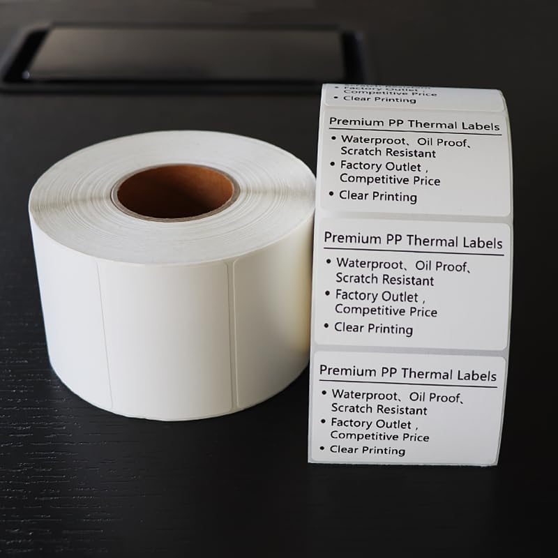 FirstZi Tear Resistant Direct Thermal Vinyl Freezer Labels 2x1 Synthetic Paper Barcode Labels Waterproof - Roll of 1,000 PP Thermal Sticker for Shipping (Commercial Grade) - Image 1